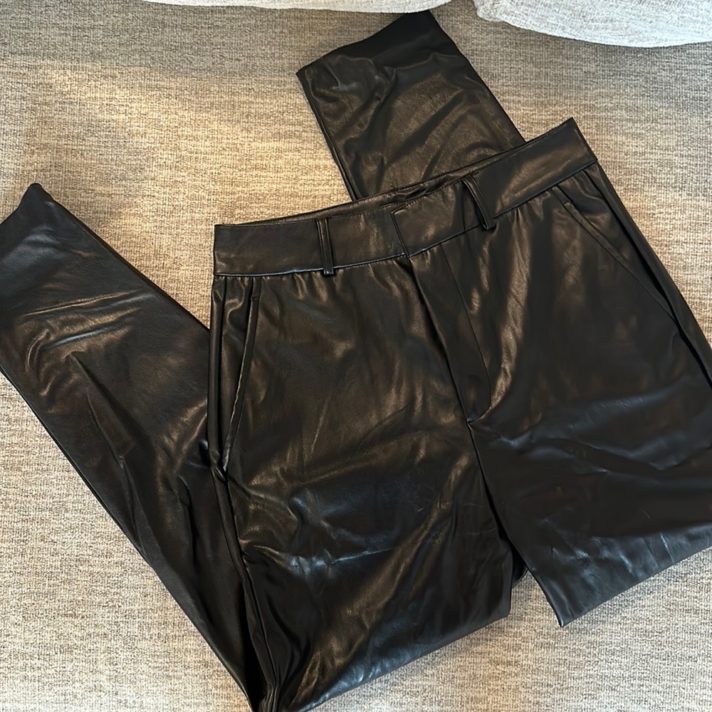 Straight leg leather pants